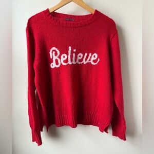 WOODEN SHIPS Believe‎ Sweater Red Oversized Boxy Wool Mohair Cozy Soft S